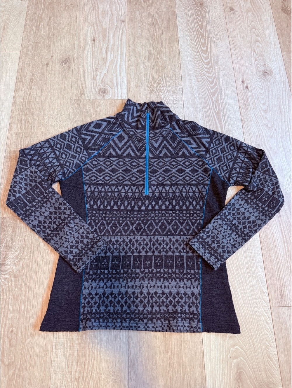 Kuhl Adriana patterned quarter-zip pullover gray wool blend